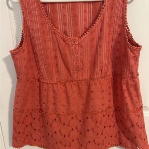 Prana Coral Sleeveless Eyelet Top Women’s Large